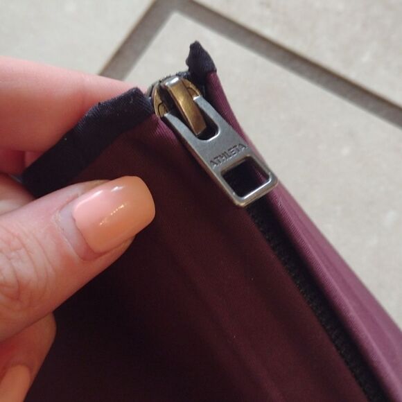 Athleta Interstellar Tight maroon red pants w split leg zip side high rise 2 - Picture 4 of 9